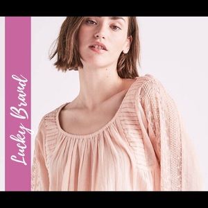 Lucky Brand Cross Back Peasant Long Sleeve Shirt